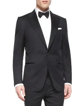 $3,995 ERMENEGILDO ZEGNA - PEAK LAPEL Black Wool Tuxedo 2-Piece - 44L