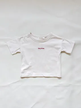 Ambrose Logo Embroidered Tee - Cream/Magenta