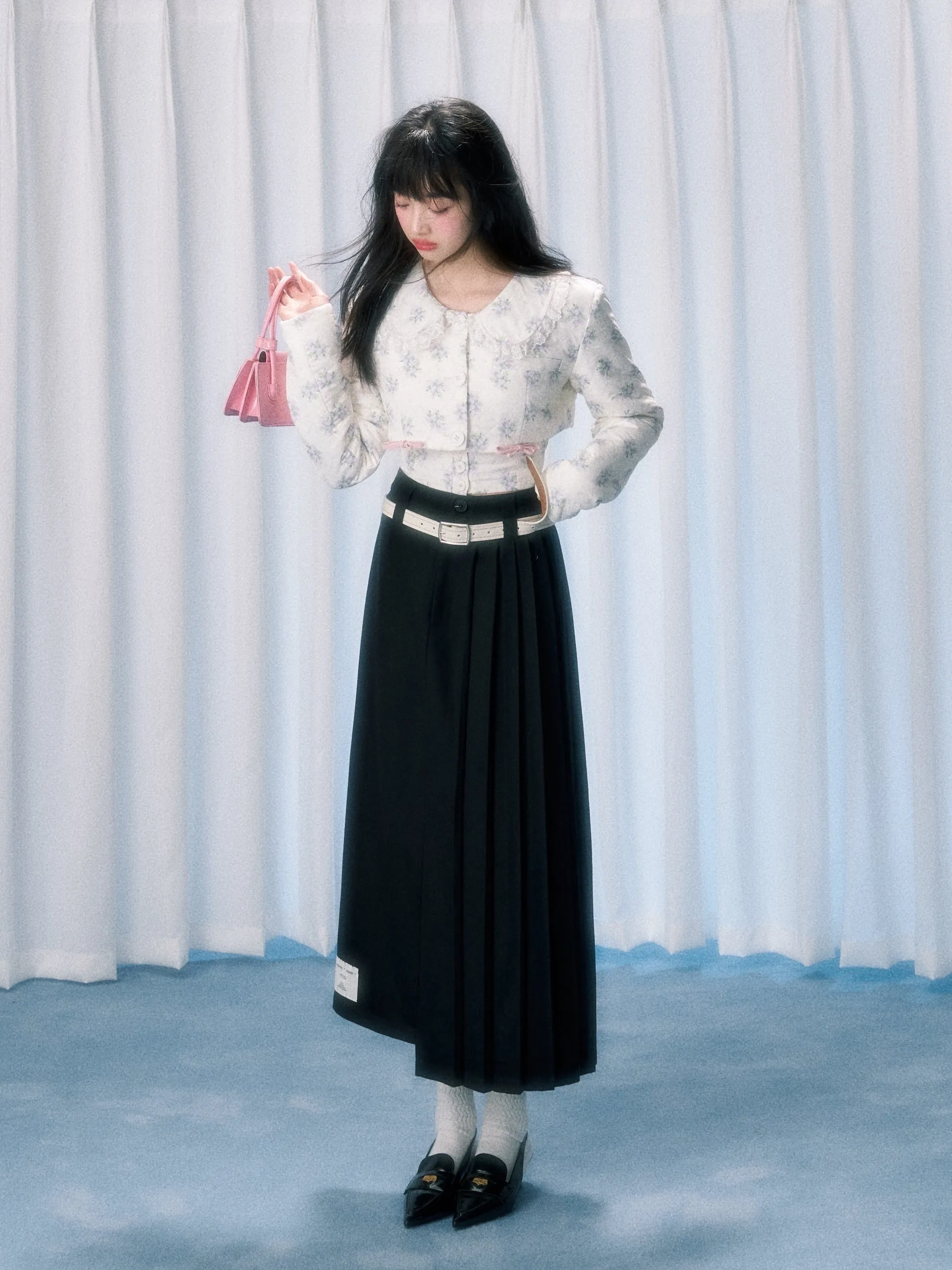 Asymmetric Pleated Skirt