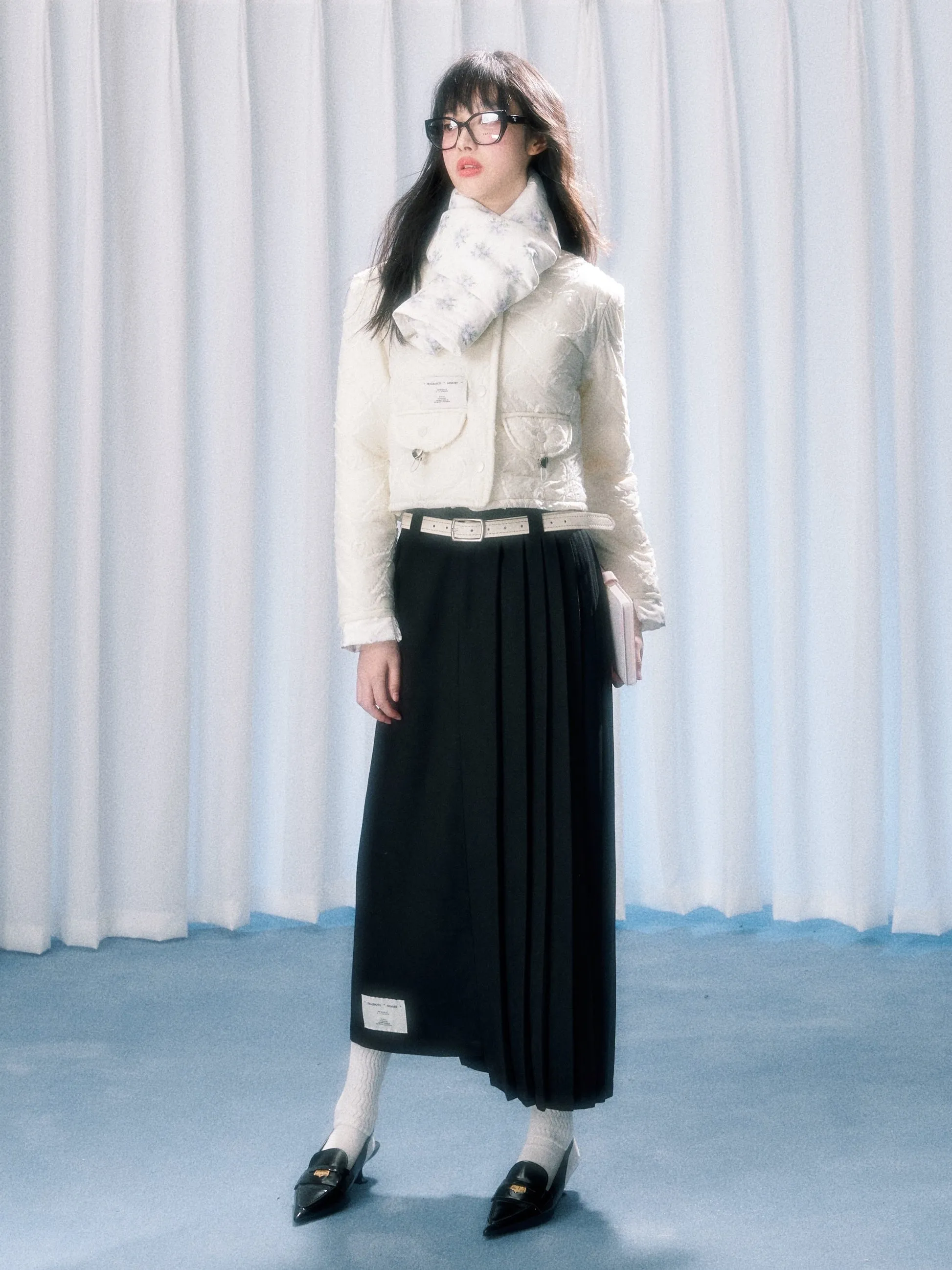 Asymmetric Pleated Skirt