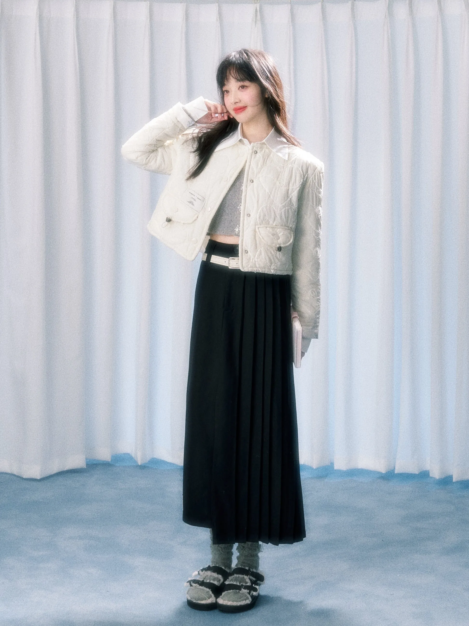 Asymmetric Pleated Skirt
