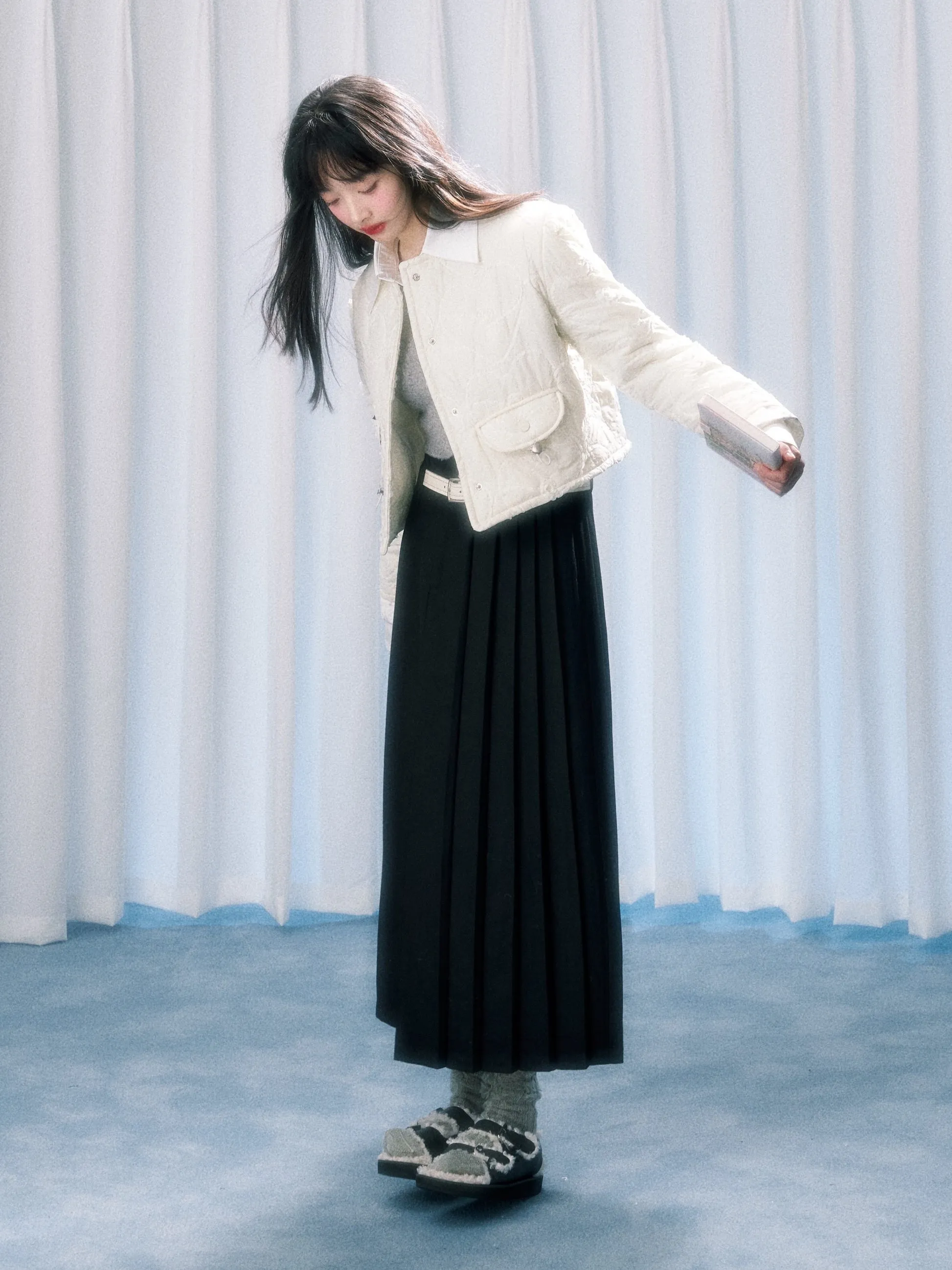Asymmetric Pleated Skirt