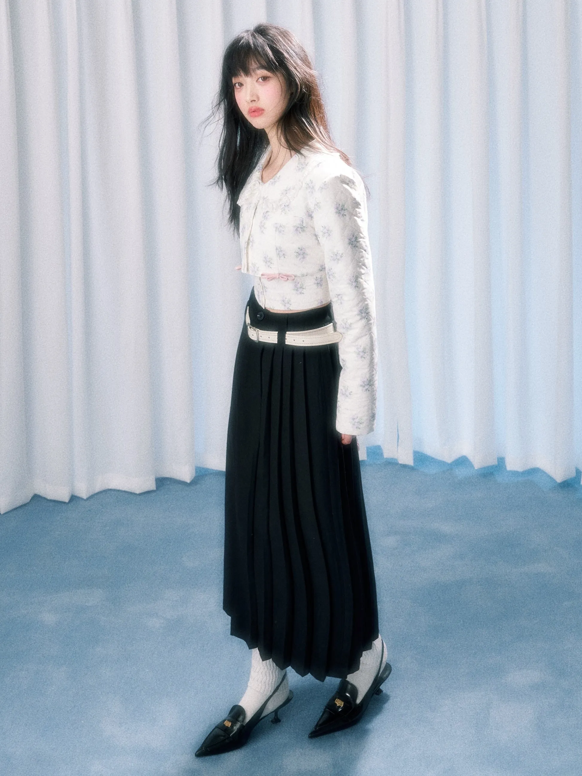 Asymmetric Pleated Skirt