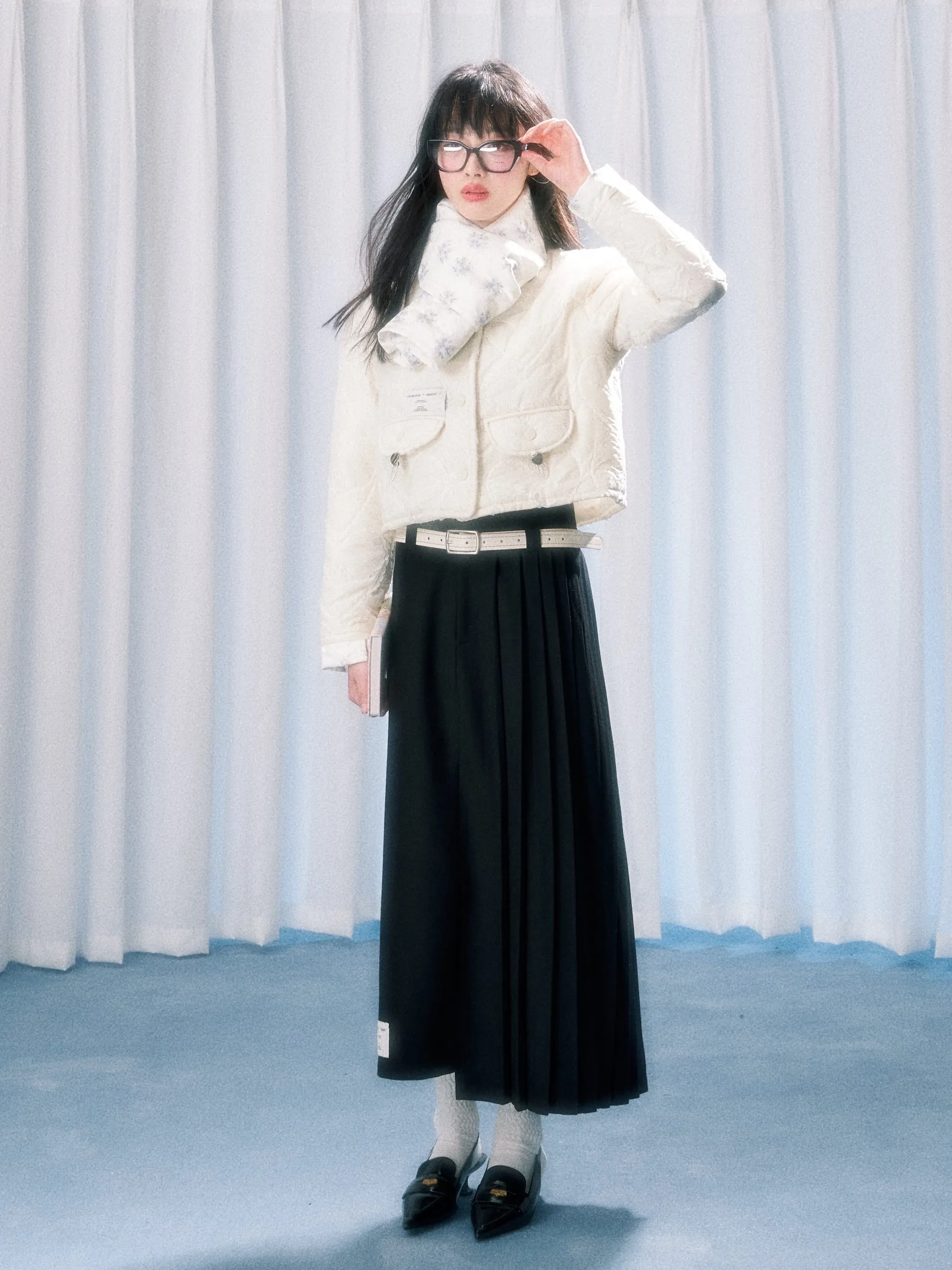 Asymmetric Pleated Skirt