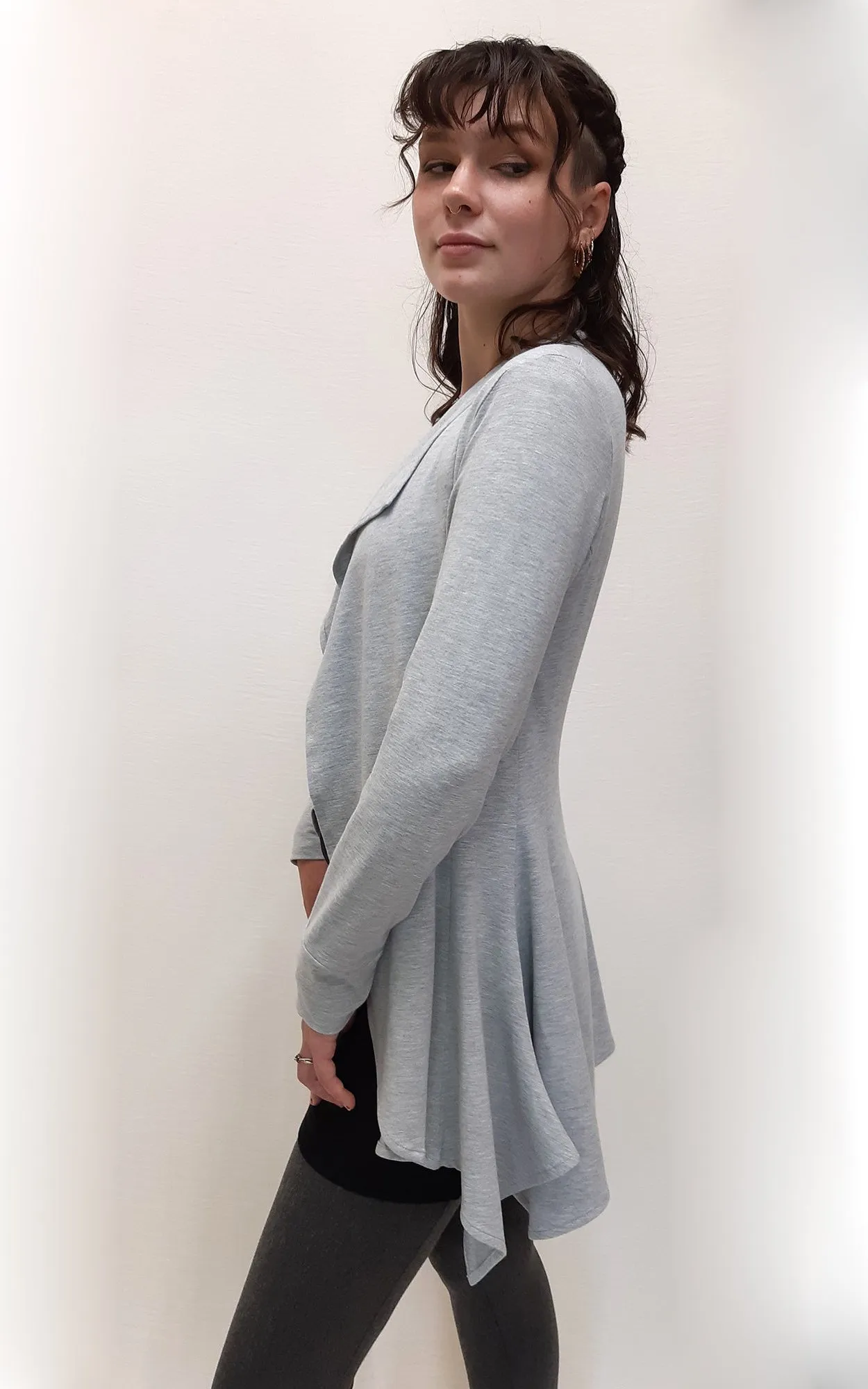 Bamboo Panel Cardigan Jacket Light Grey - Small