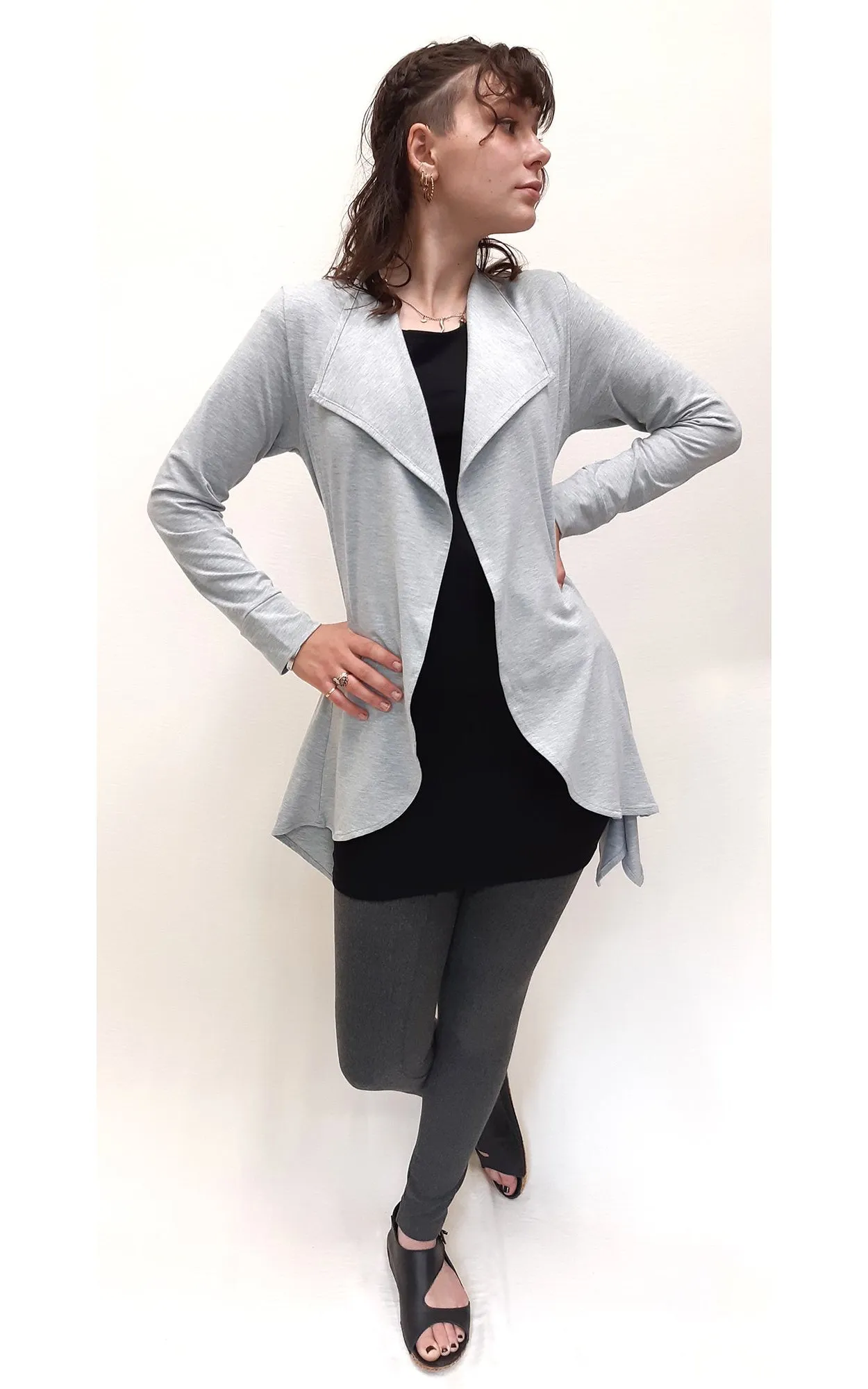 Bamboo Panel Cardigan Jacket Light Grey - Small