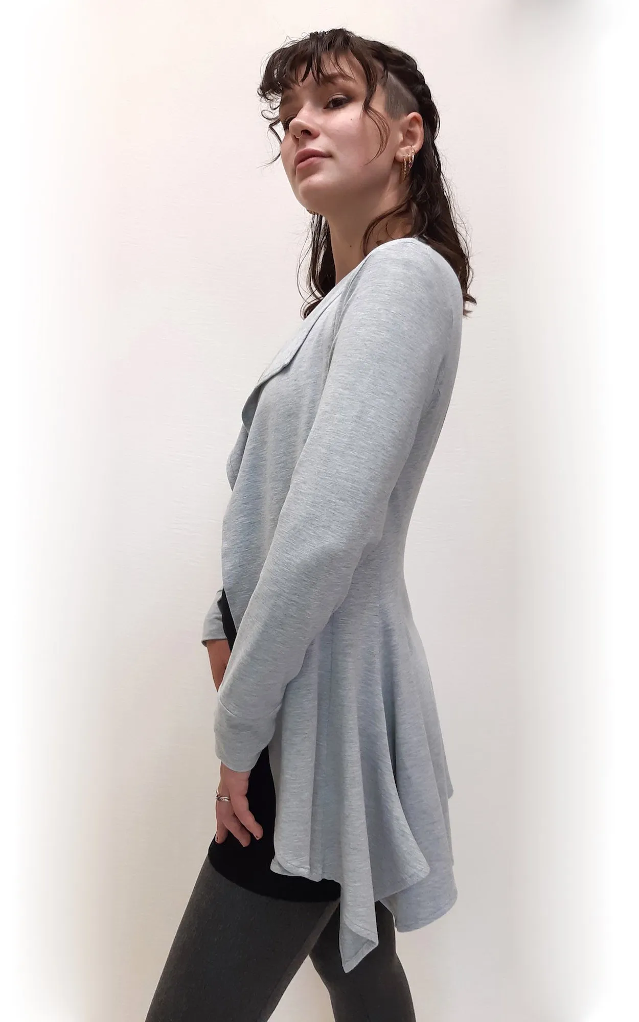 Bamboo Panel Cardigan Jacket Light Grey - Small