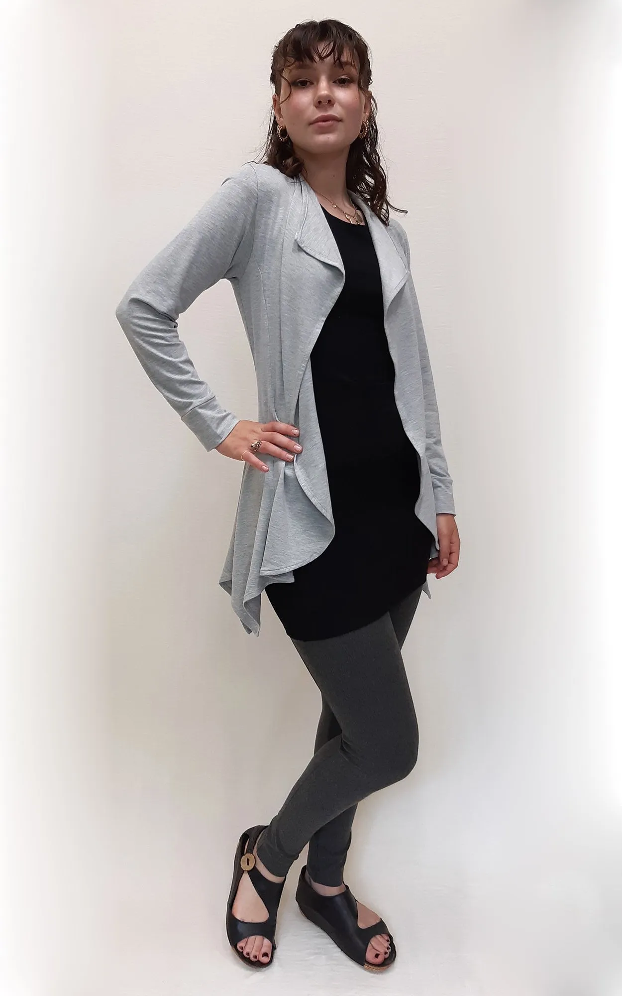 Bamboo Panel Cardigan Jacket Light Grey - Small