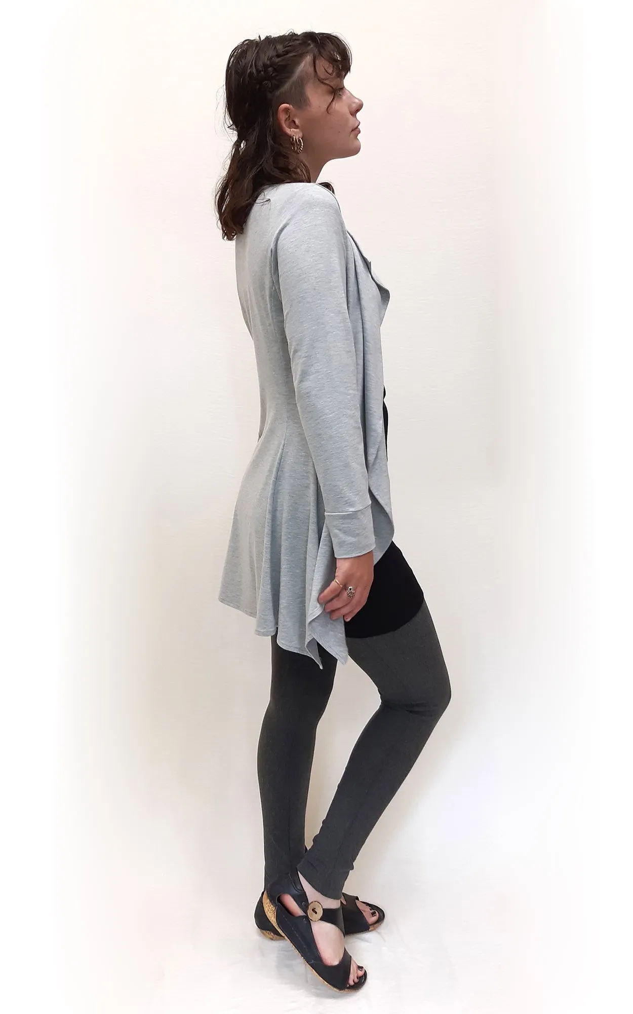 Bamboo Panel Cardigan Jacket Light Grey - Small