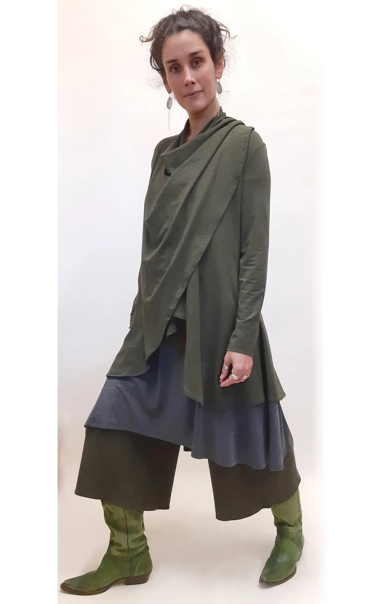 Bamboo Princess Wrap Cardigan Heather Forest Green - XL