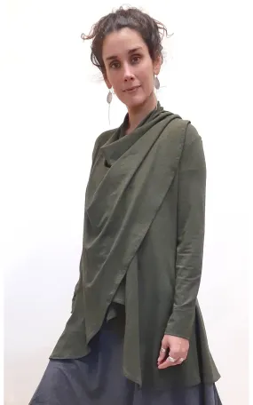 Bamboo Princess Wrap Cardigan Heather Forest Green - XL