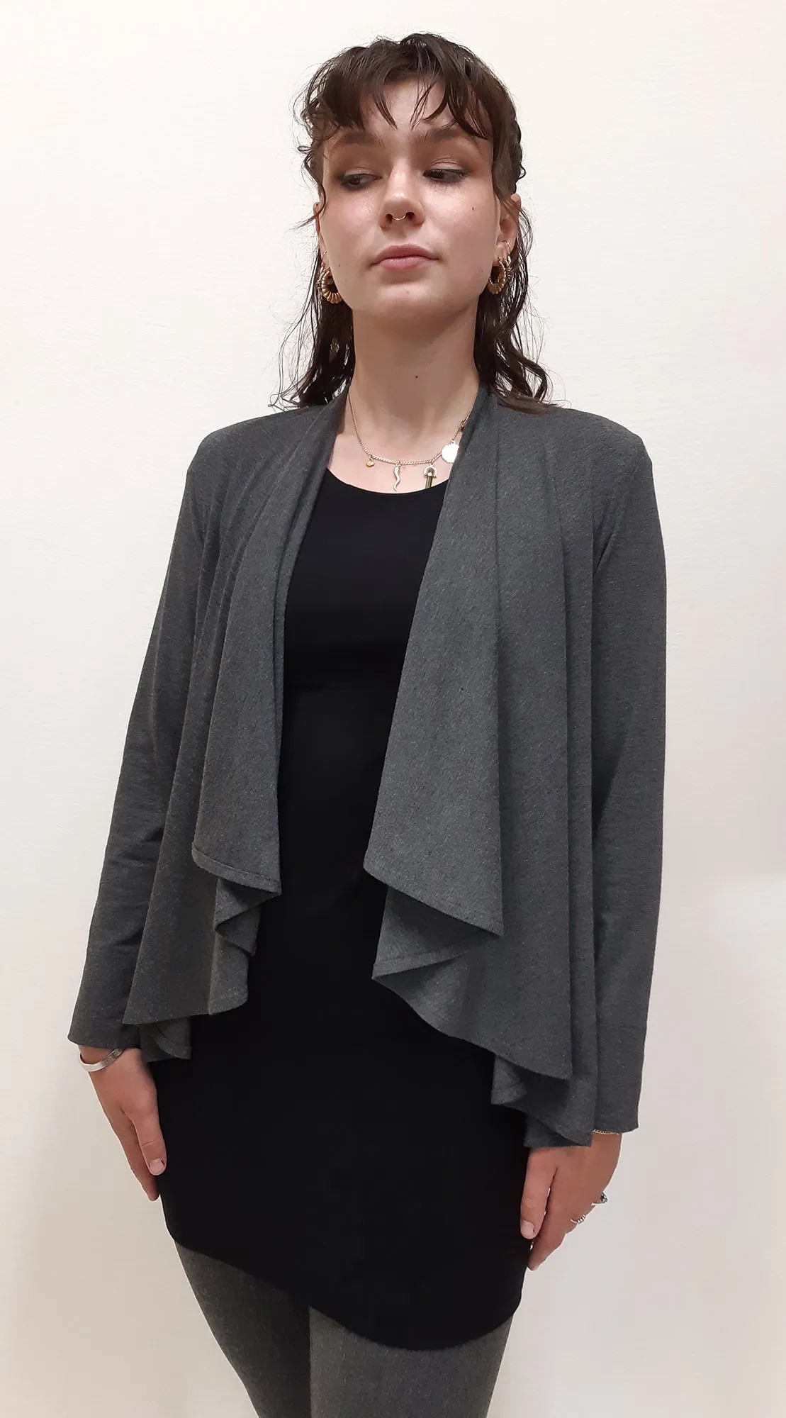 Bamboo Short Cardigan Wrap Charcoal - L only