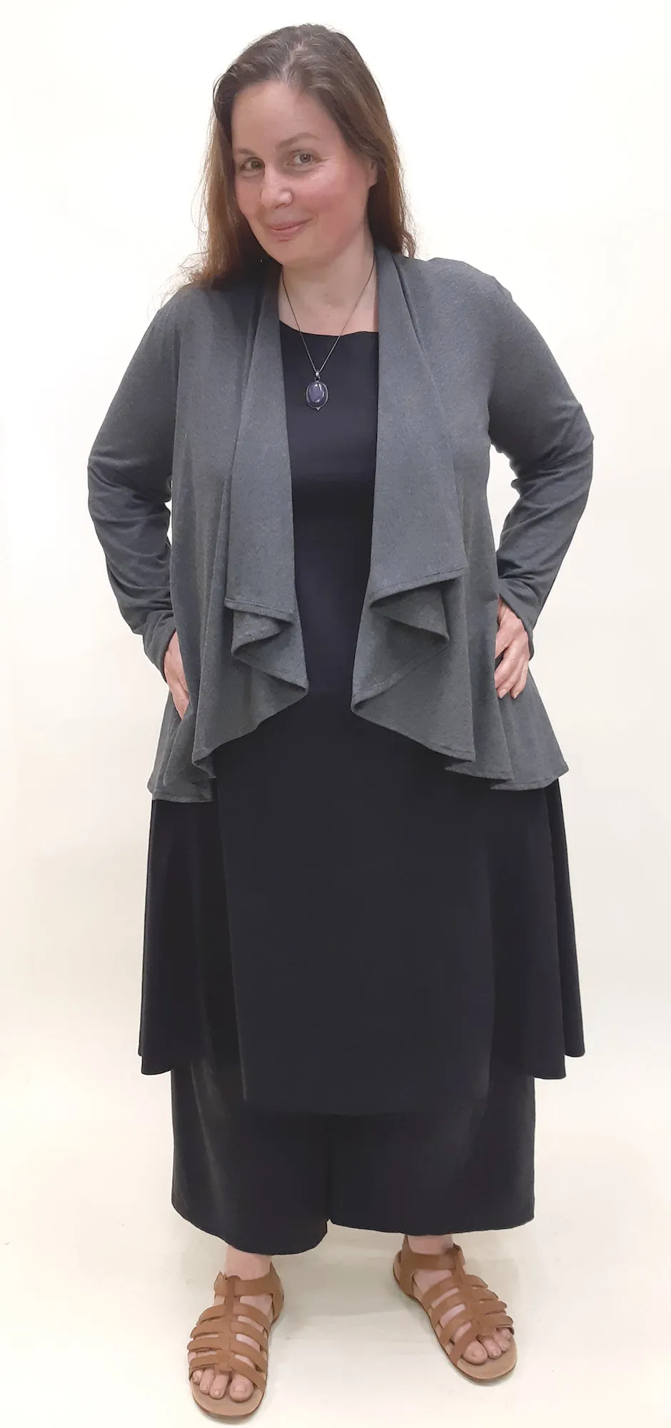 Bamboo Short Cardigan Wrap Charcoal - L only