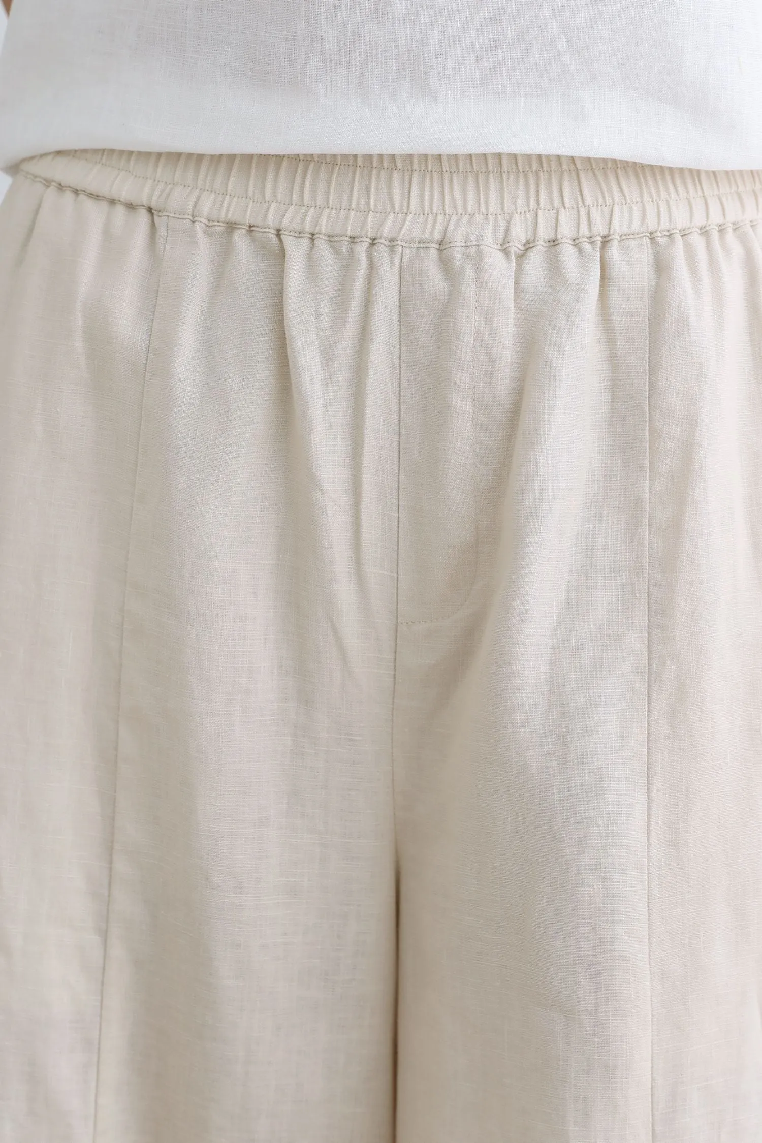 Beige Linen palazzo pants for Women C2660