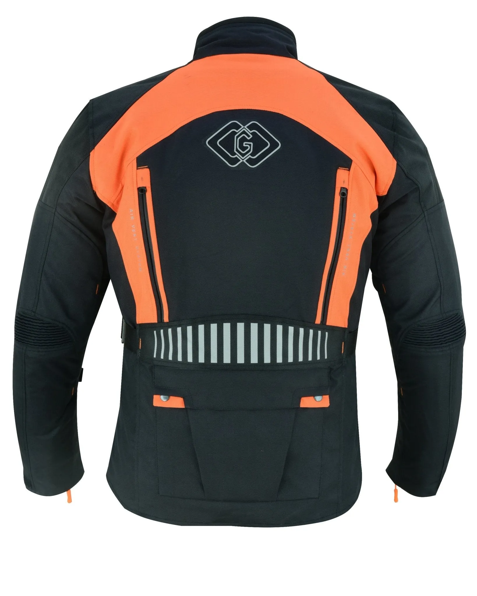 Black & Orange Biker Textile Long Motorcycle Jacket Biker CE Armours