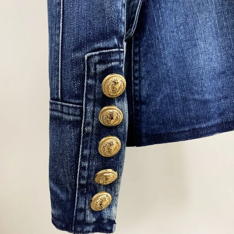 Double Breasted Denim Blazer
