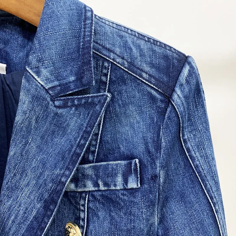 Double Breasted Denim Blazer