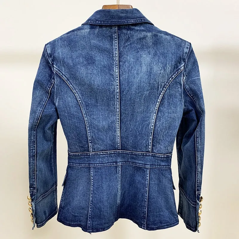 Double Breasted Denim Blazer