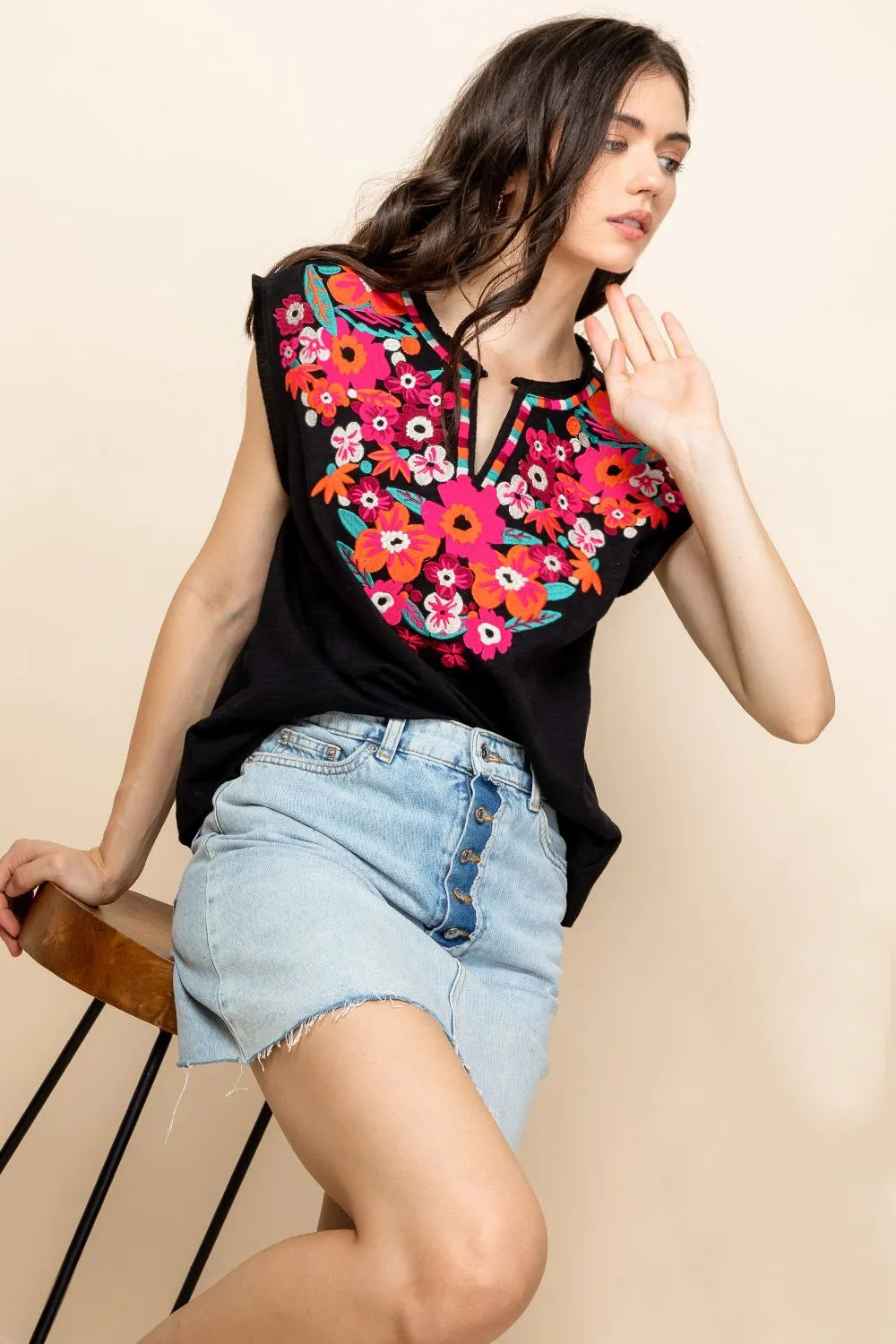 Fiesta Nights Floral Top-THML