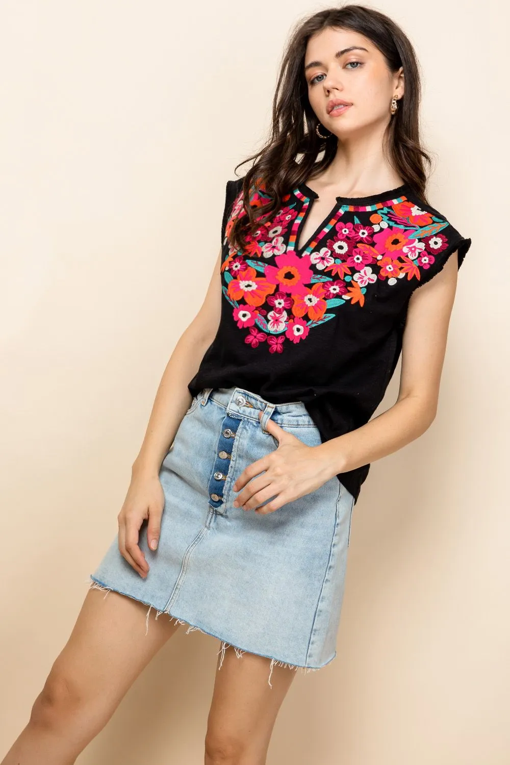 Fiesta Nights Floral Top-THML