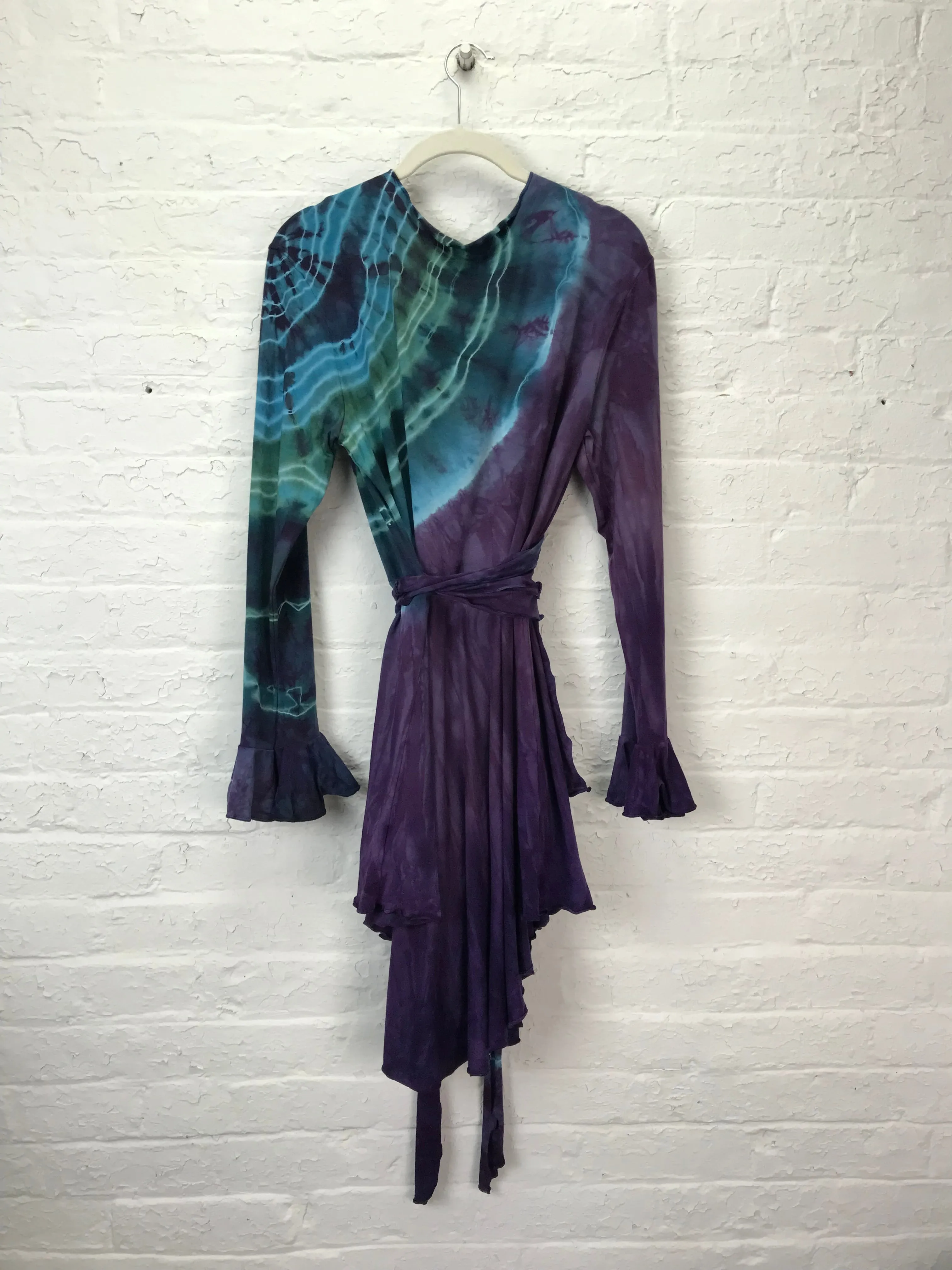 Flamenco Wrap Tuxedo Jacket in Turkish Blue Geode