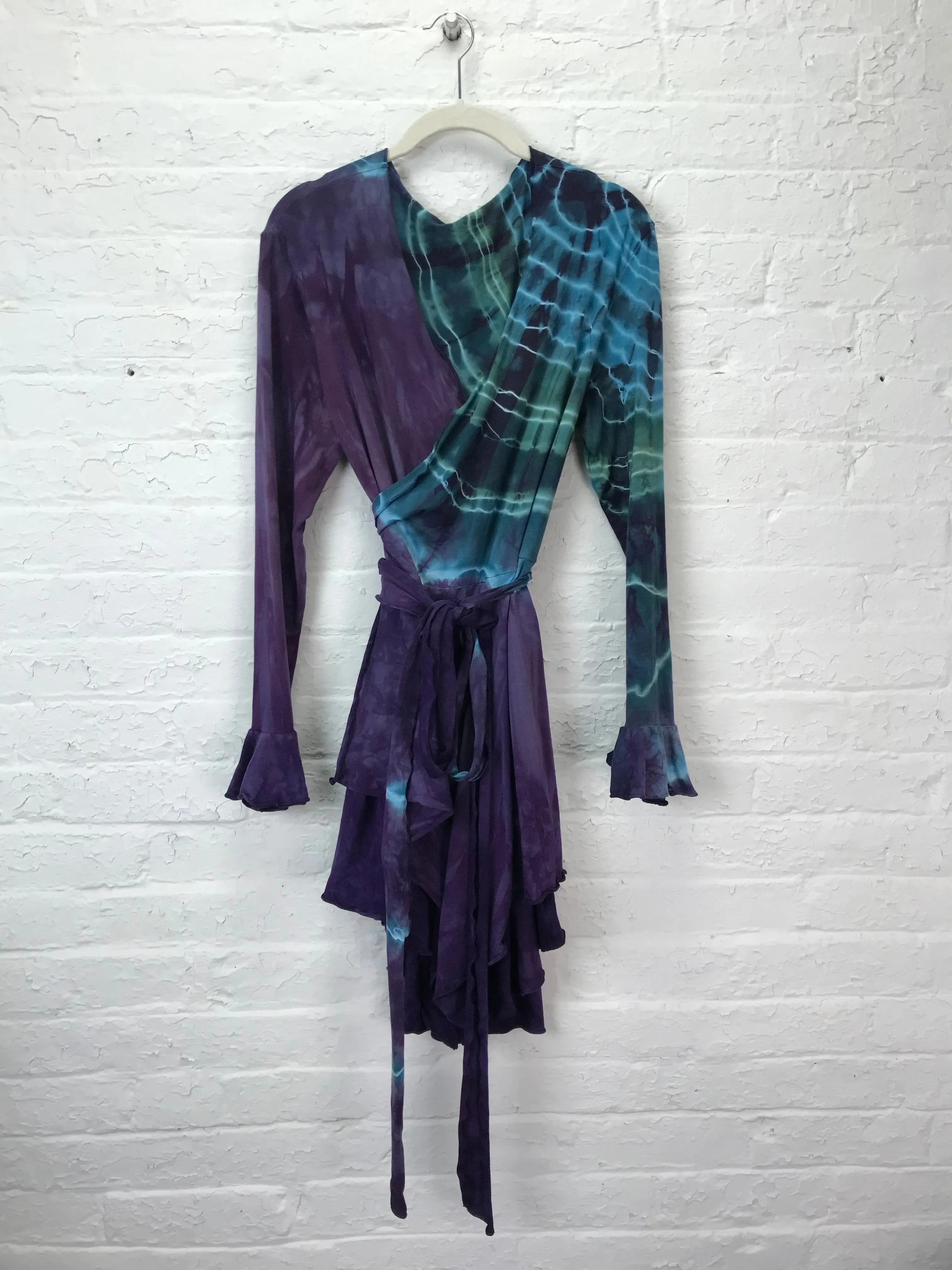 Flamenco Wrap Tuxedo Jacket in Turkish Blue Geode