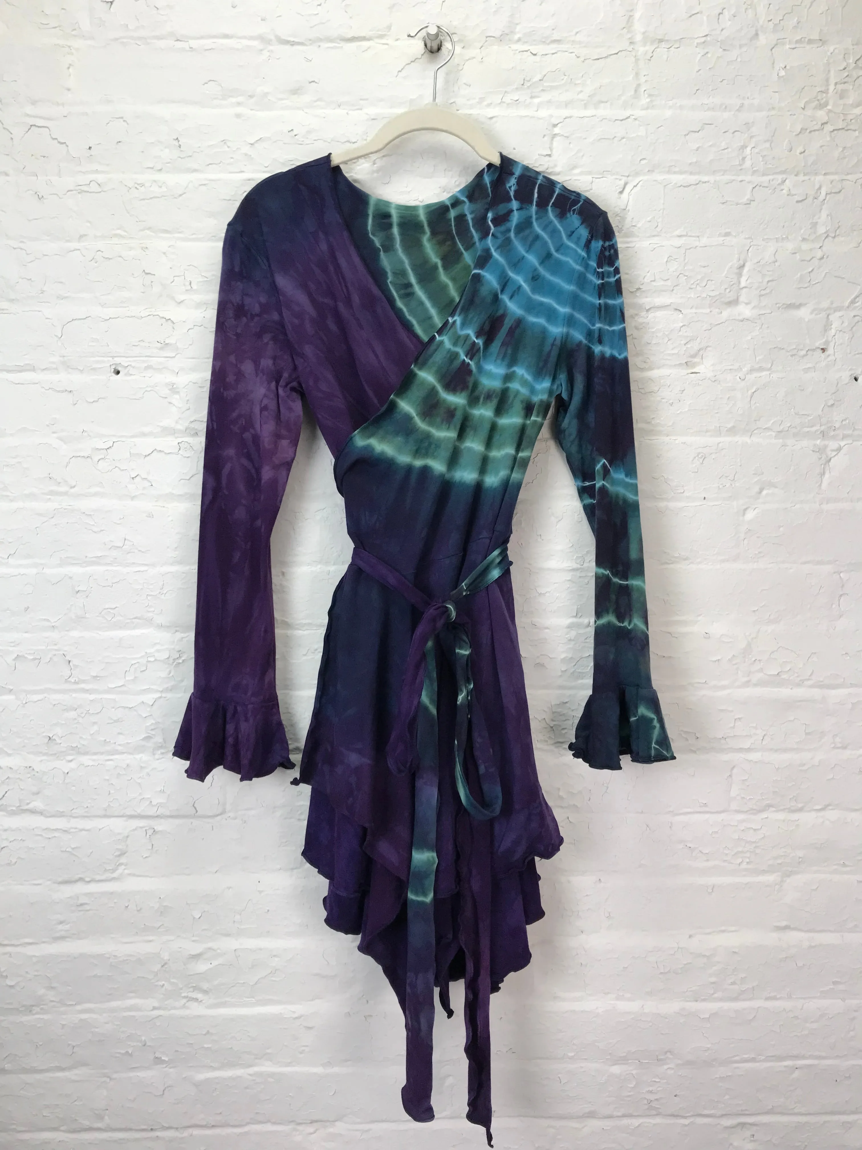 Flamenco Wrap Tuxedo Jacket in Turkish Blue Geode