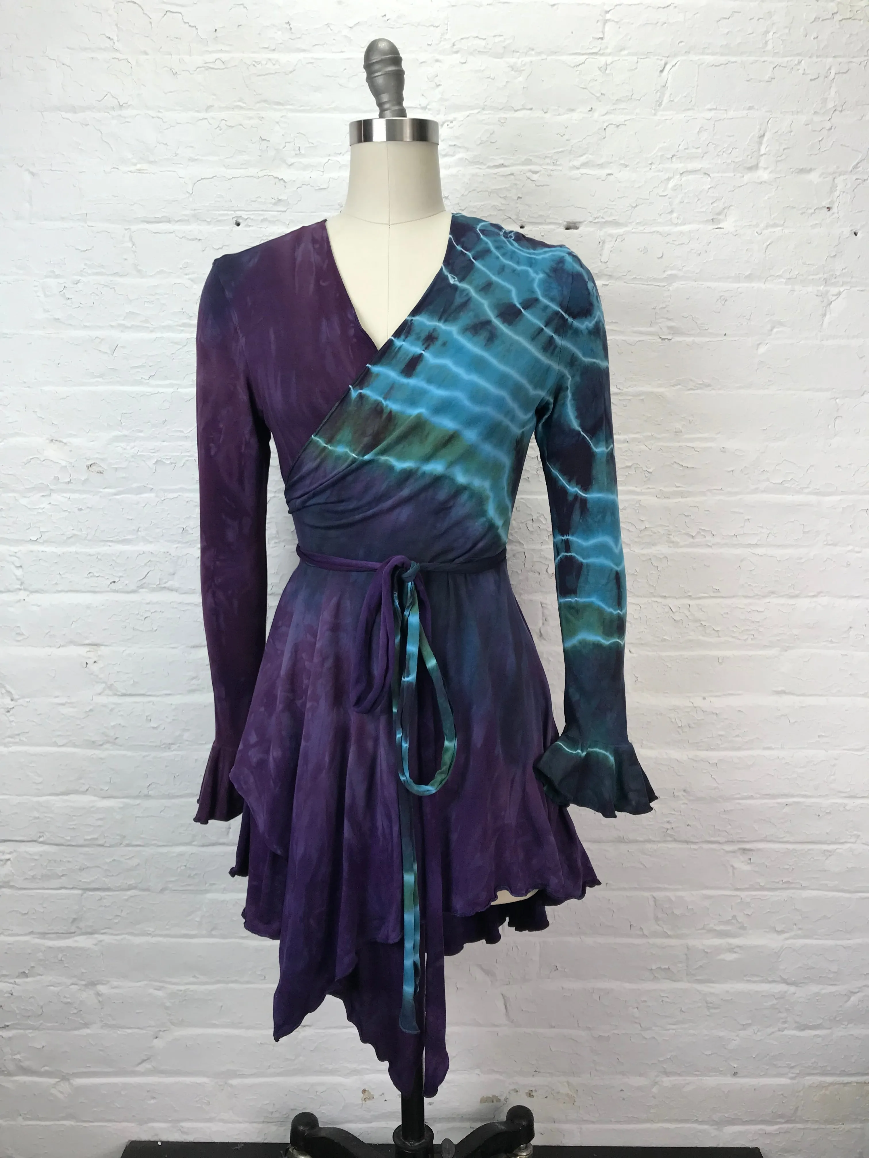 Flamenco Wrap Tuxedo Jacket in Turkish Blue Geode