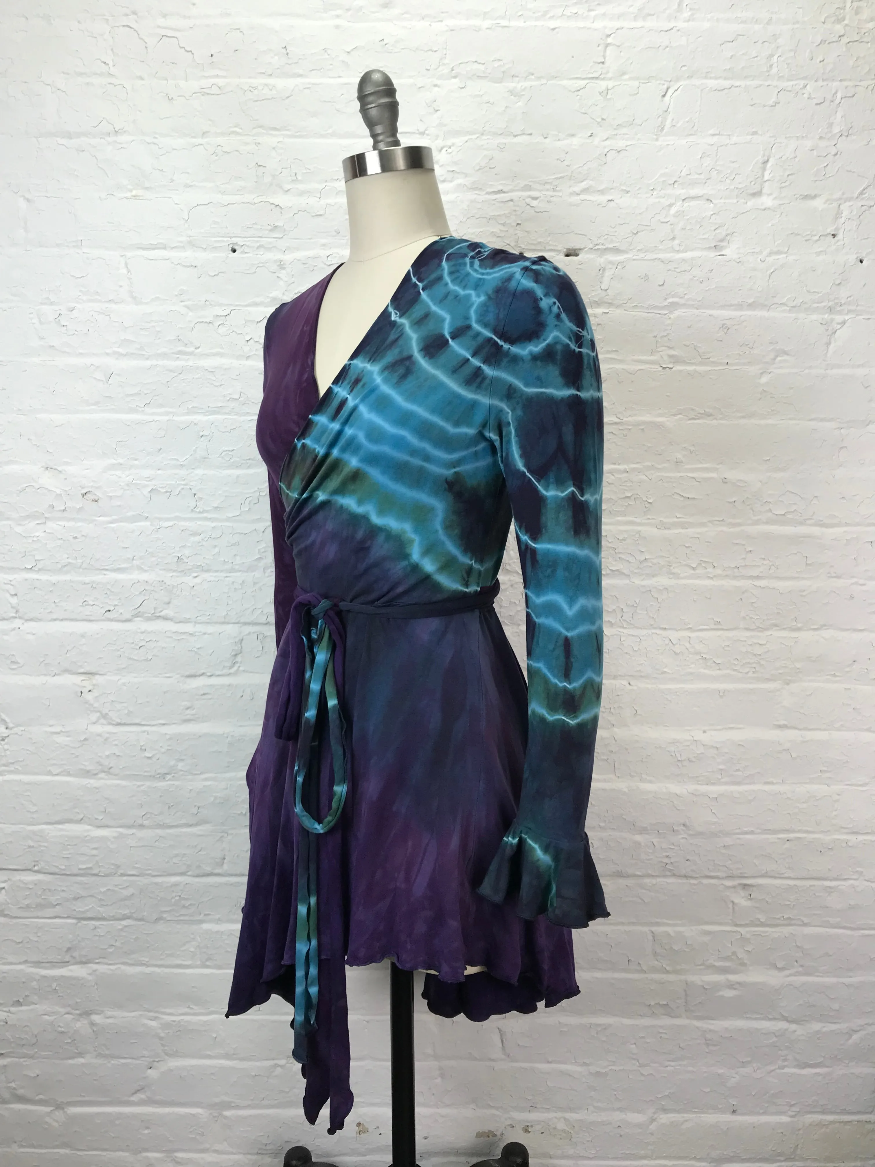 Flamenco Wrap Tuxedo Jacket in Turkish Blue Geode
