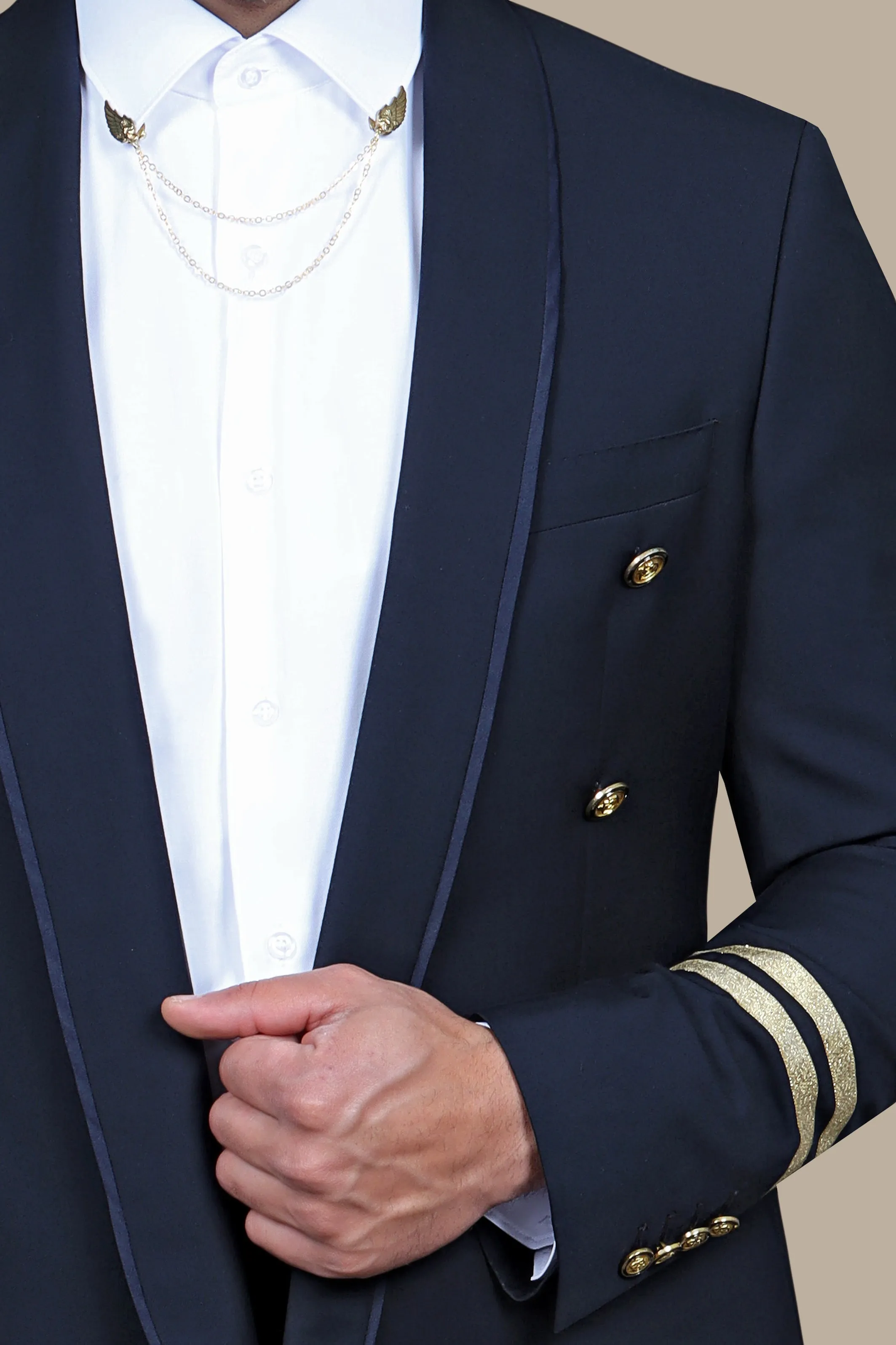 Gilded Maritime Elegance: The FV Special Collection Sailor Style Blazer with Gold Accents