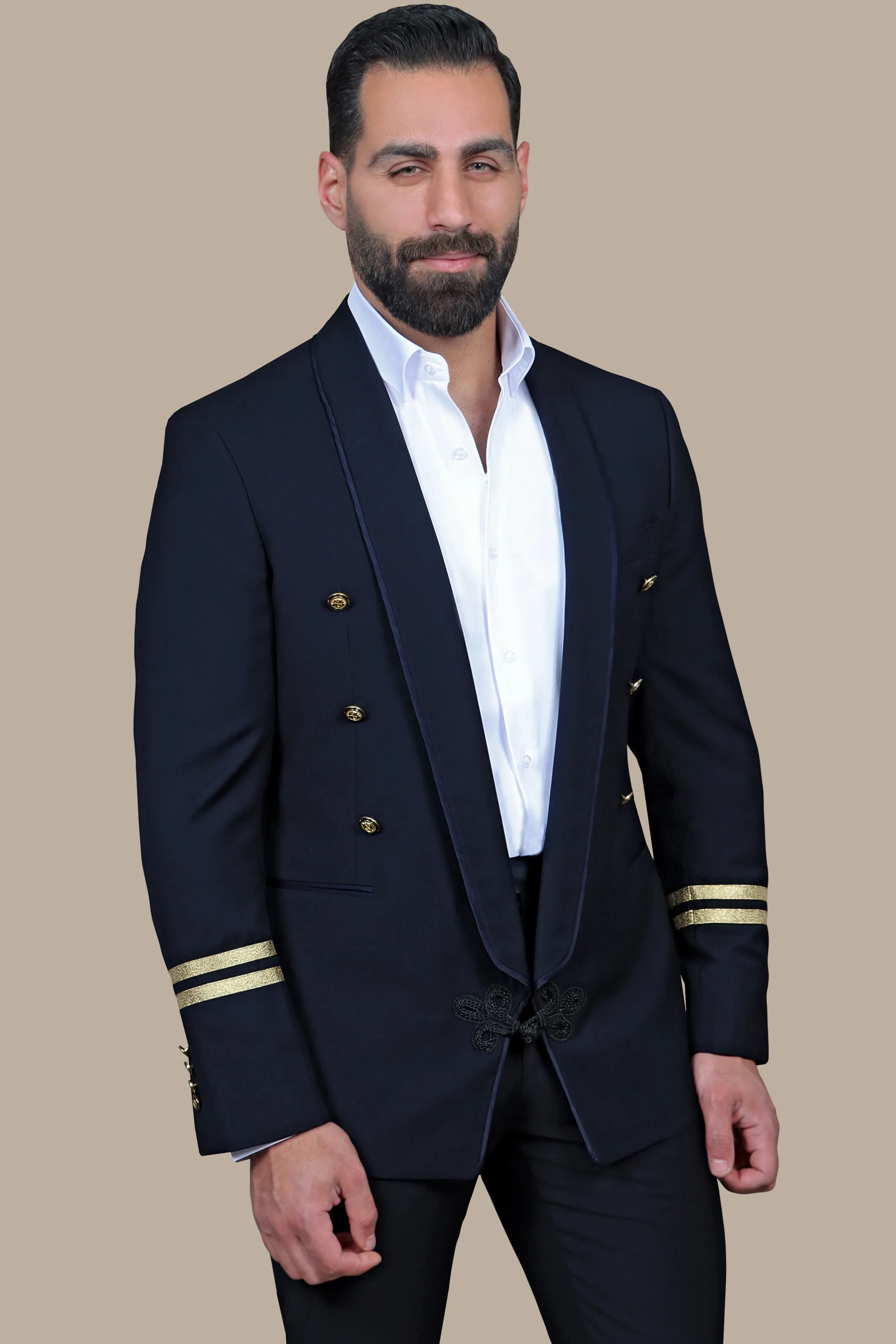 Gilded Maritime Elegance: The FV Special Collection Sailor Style Blazer with Gold Accents