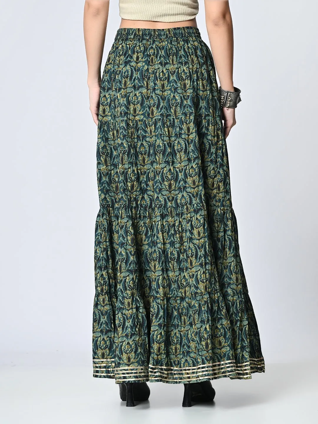 Gotta Patti Detail Pure Cotton Maxi Tiered Skirt