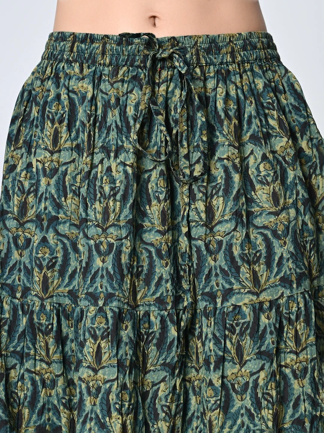 Gotta Patti Detail Pure Cotton Maxi Tiered Skirt