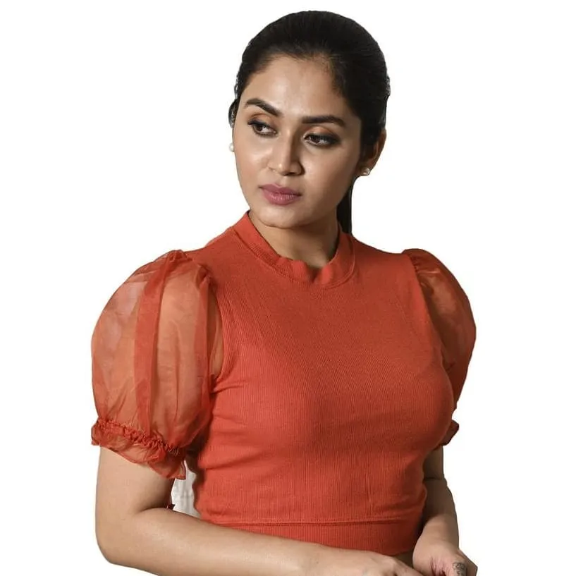 Hosiery Blouses with Puffy Organza Sleeves