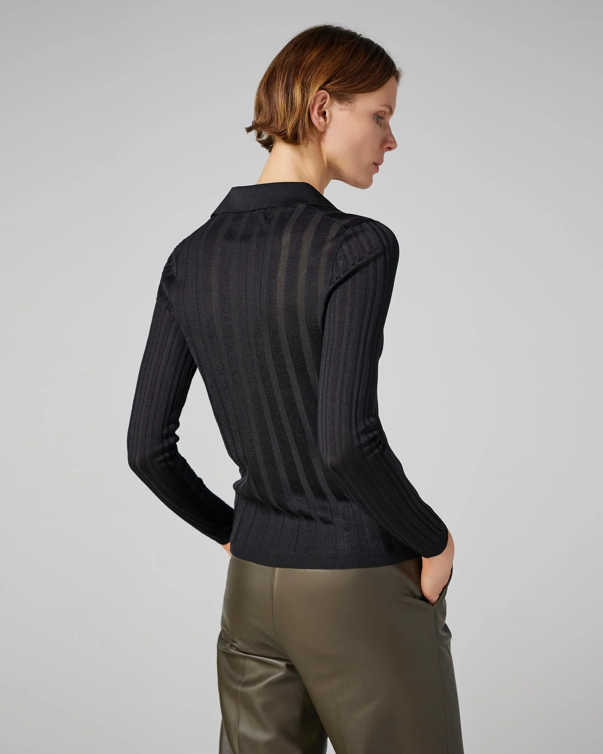 Lily Top in Silk, Black