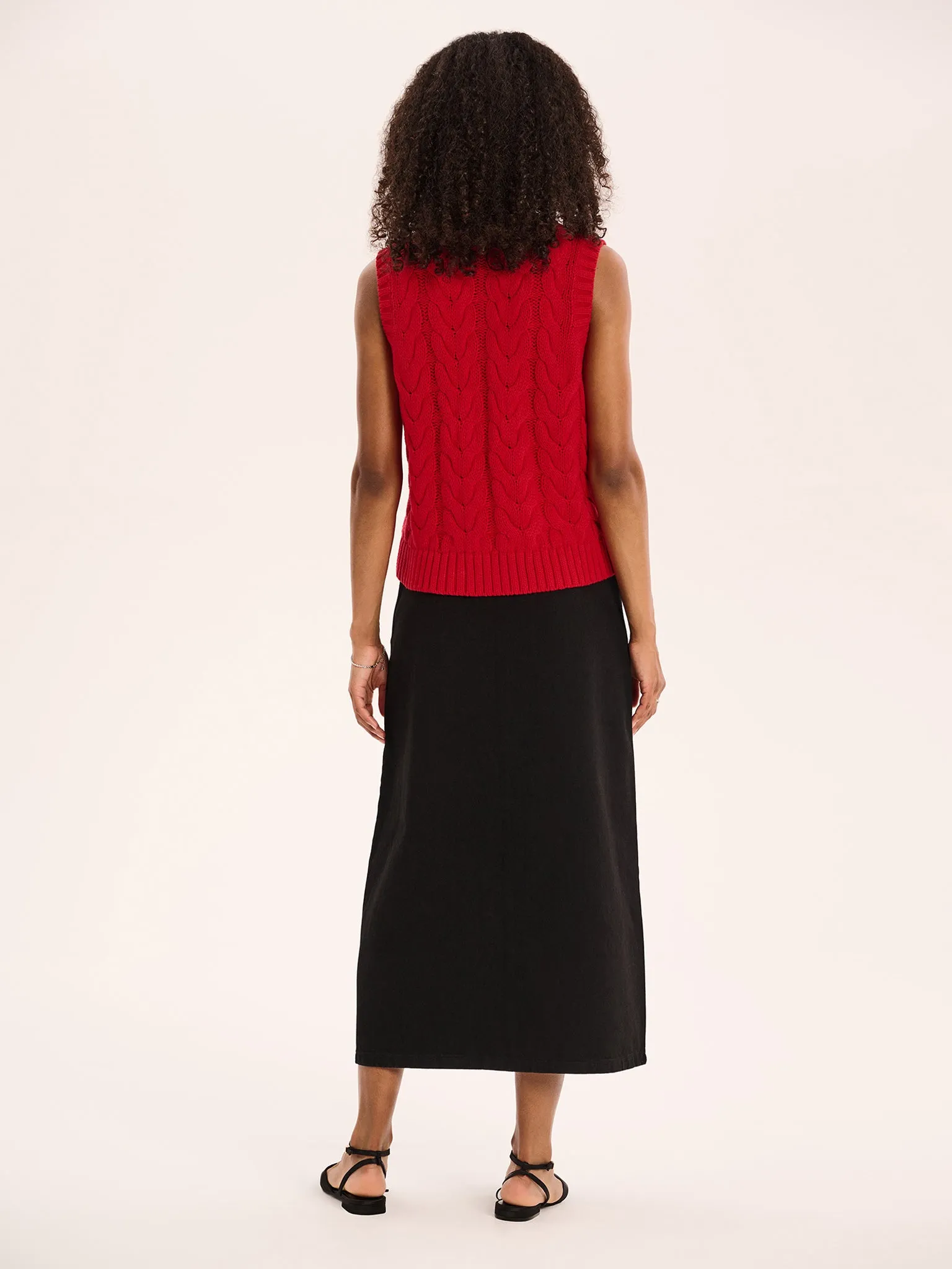 Matilda Cable Knitted Vest in Red