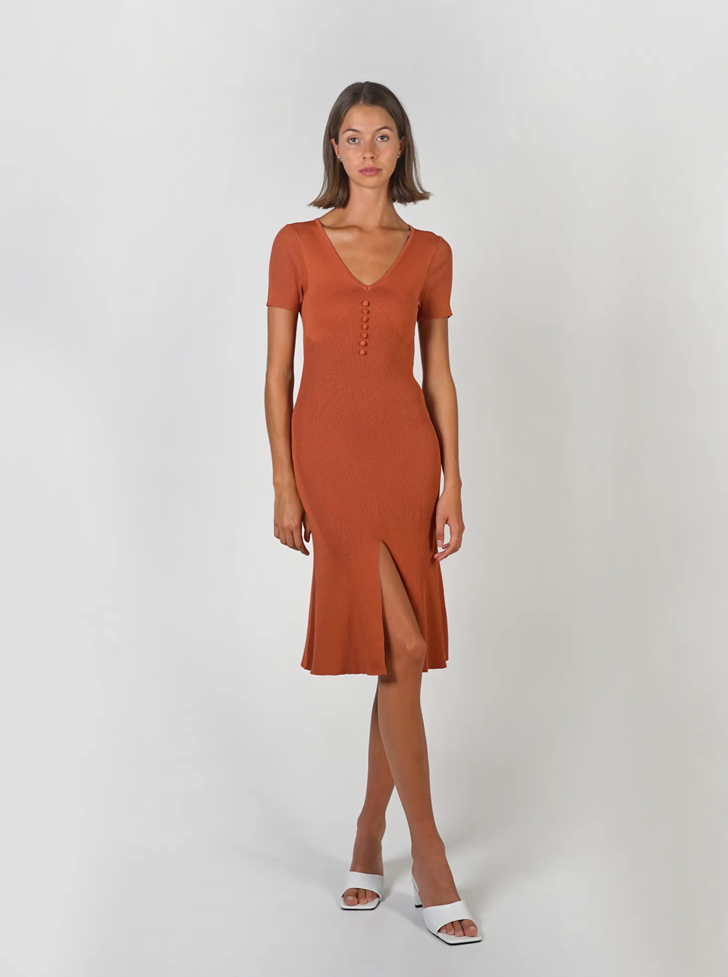Midi Knit Dress- Terracotta