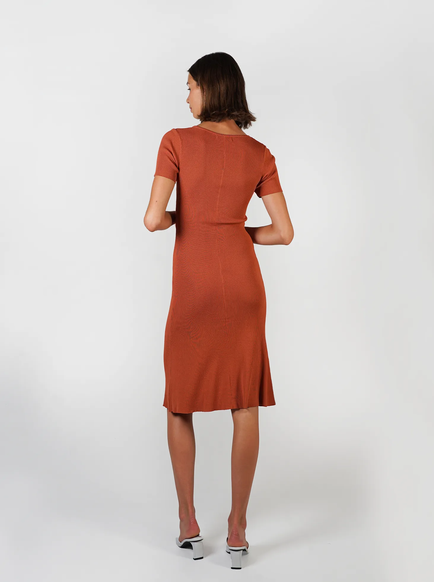 Midi Knit Dress- Terracotta