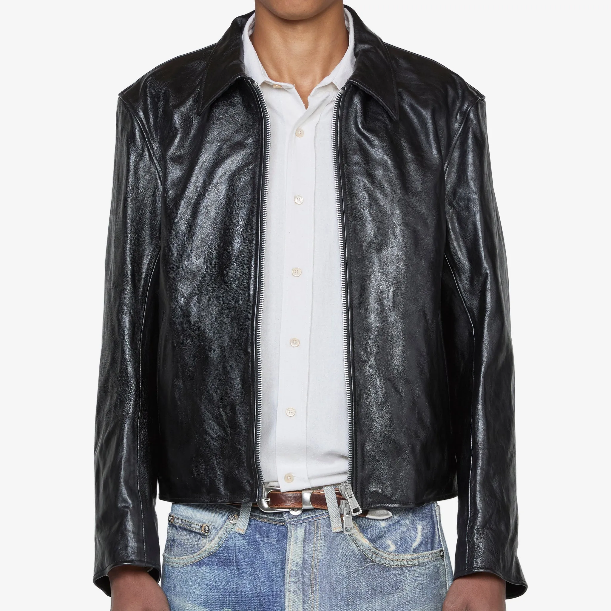 Mini Jacket Top Dyed Black Leather
