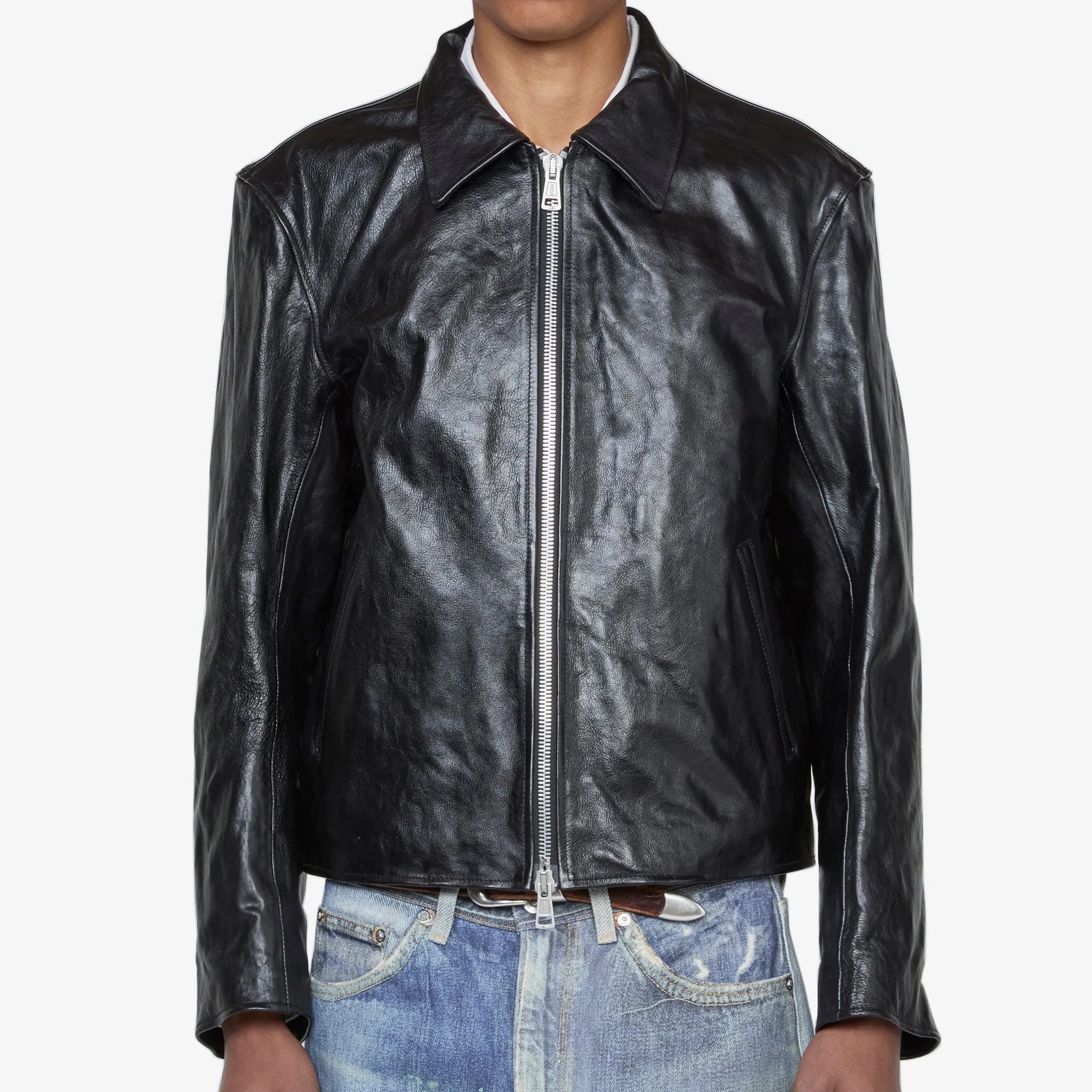 Mini Jacket Top Dyed Black Leather