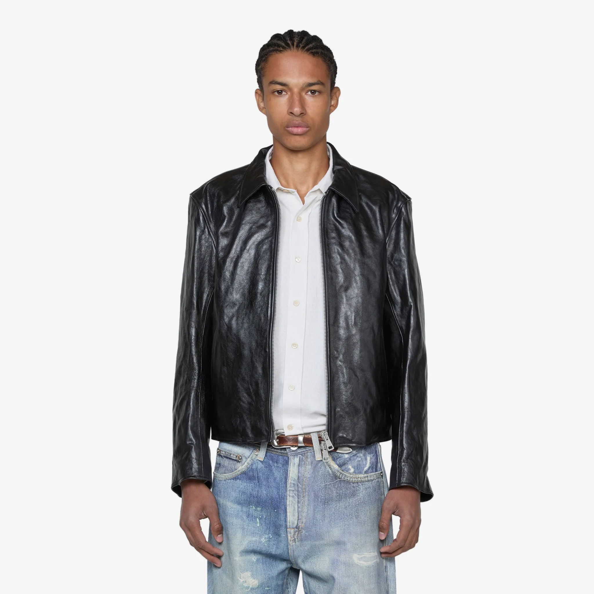 Mini Jacket Top Dyed Black Leather