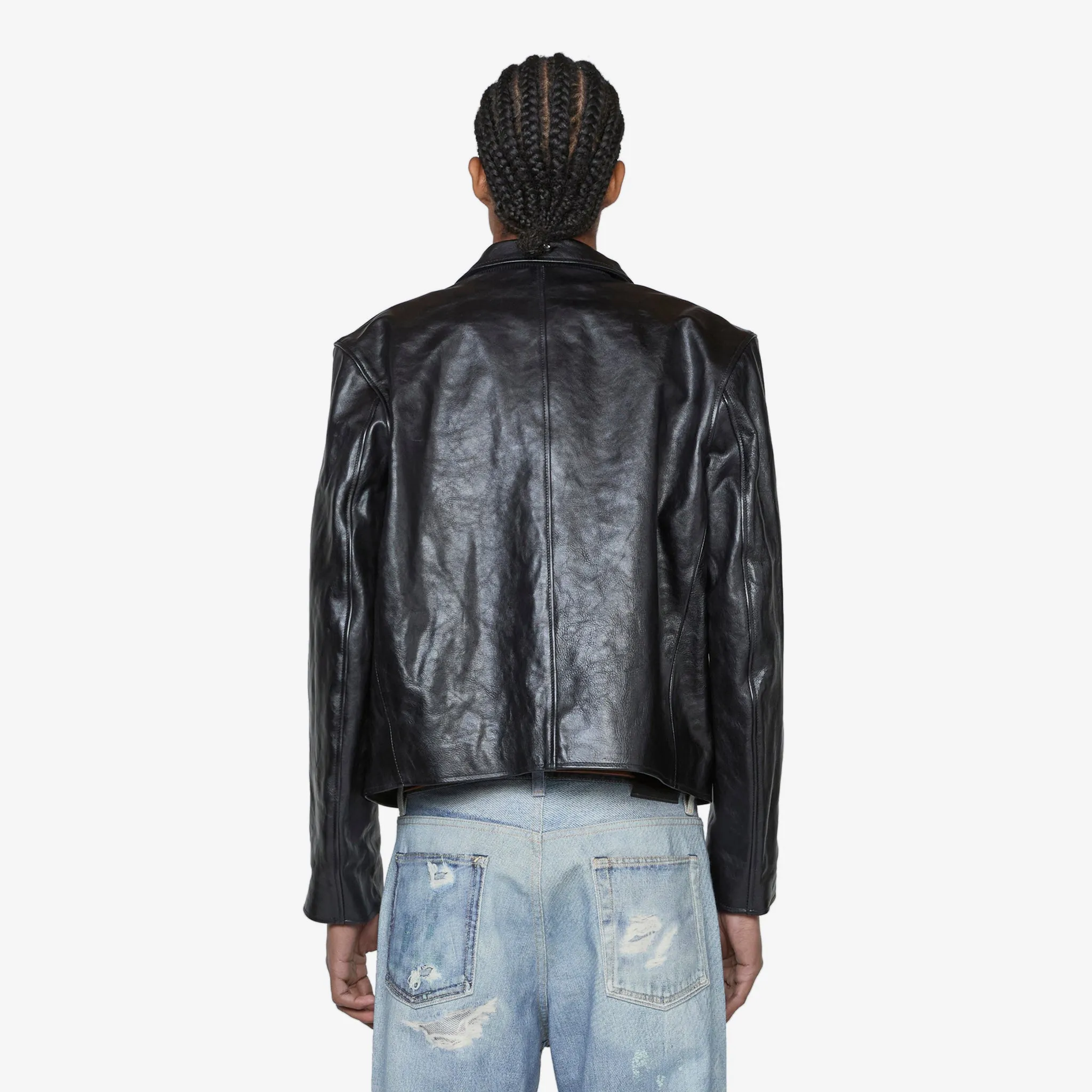 Mini Jacket Top Dyed Black Leather