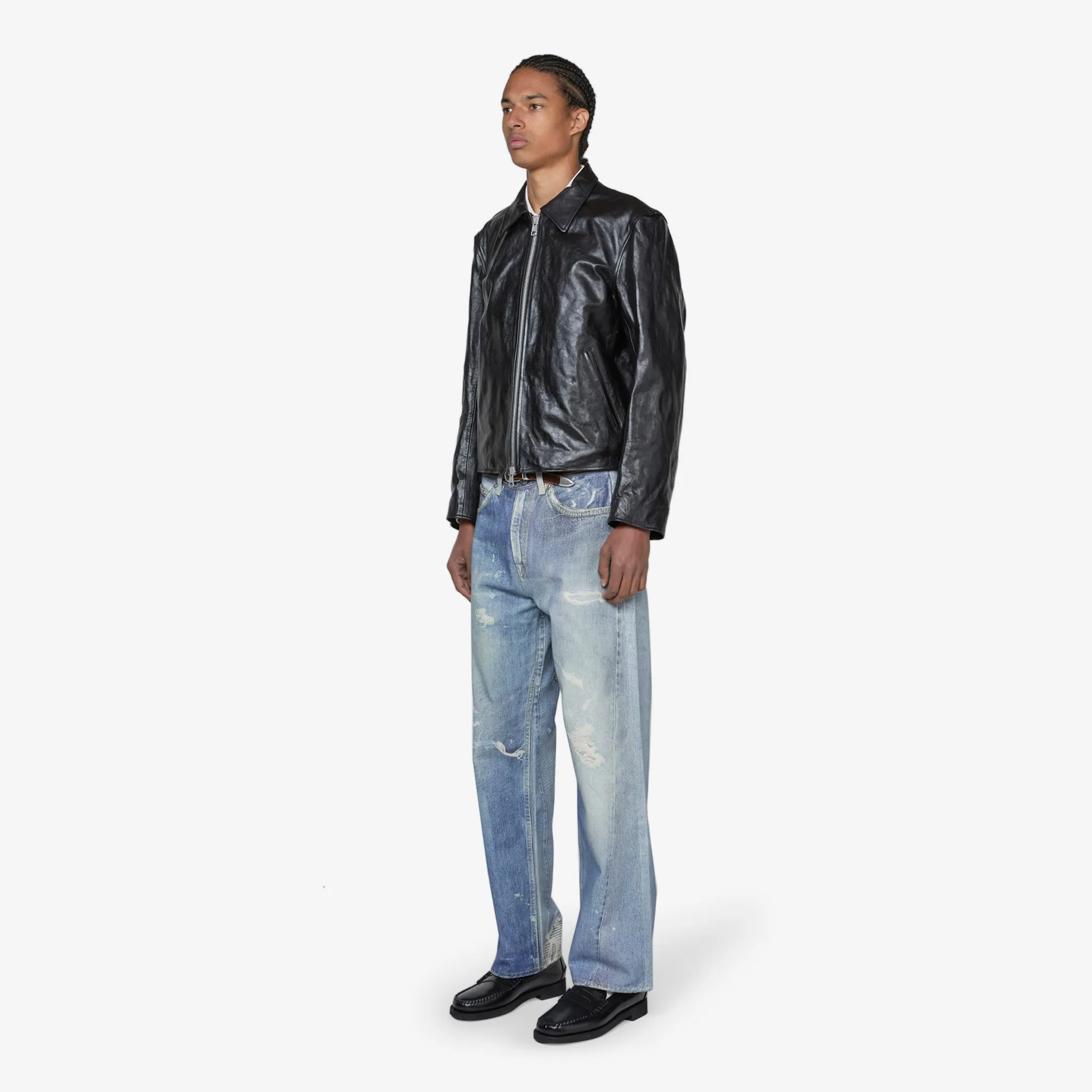Mini Jacket Top Dyed Black Leather