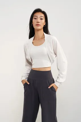 Omniflex Knitted Crop Cardigan Top Jacket  Eggshell