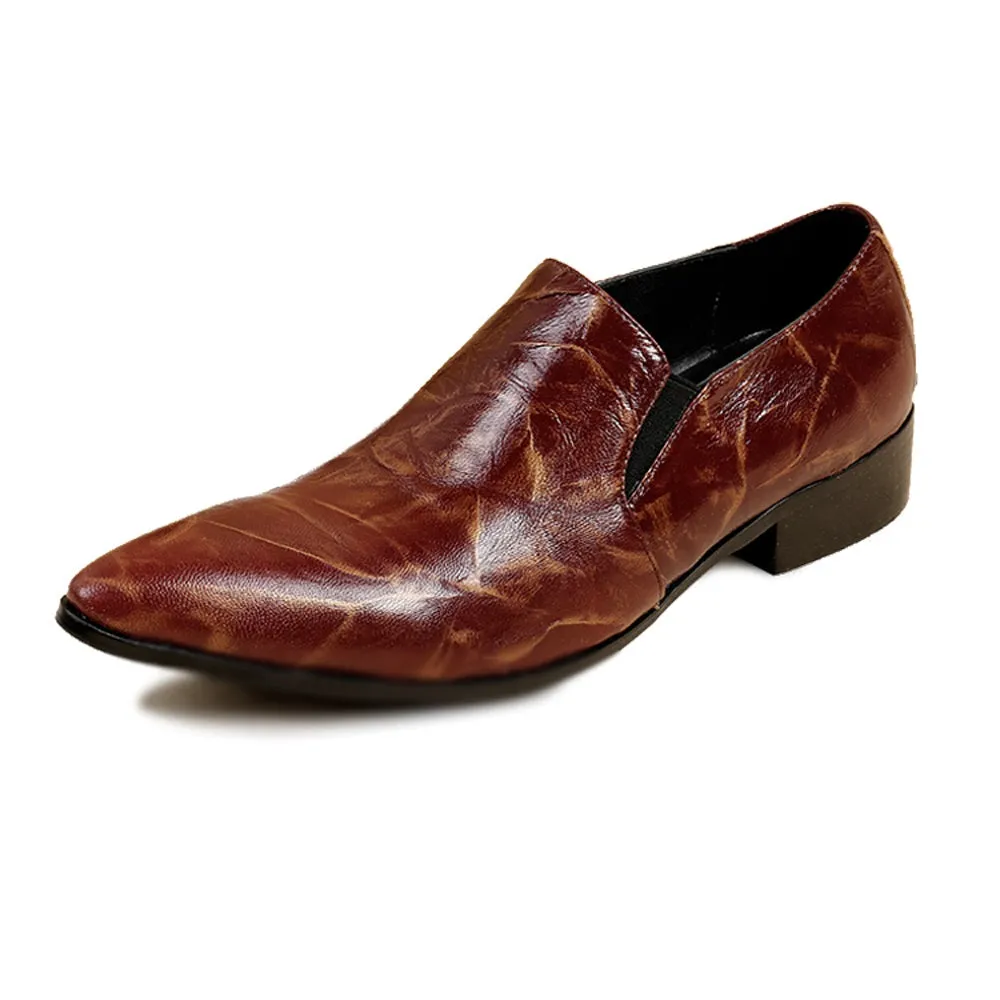 Pointed Low Top Slip on 3cm Heel Men Oxfords