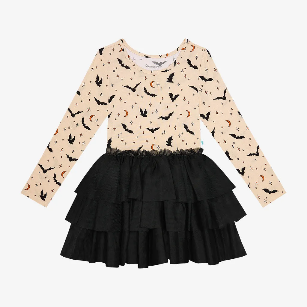 Posh Peanut Spooky Bats Long Sleeve Tulle Dress