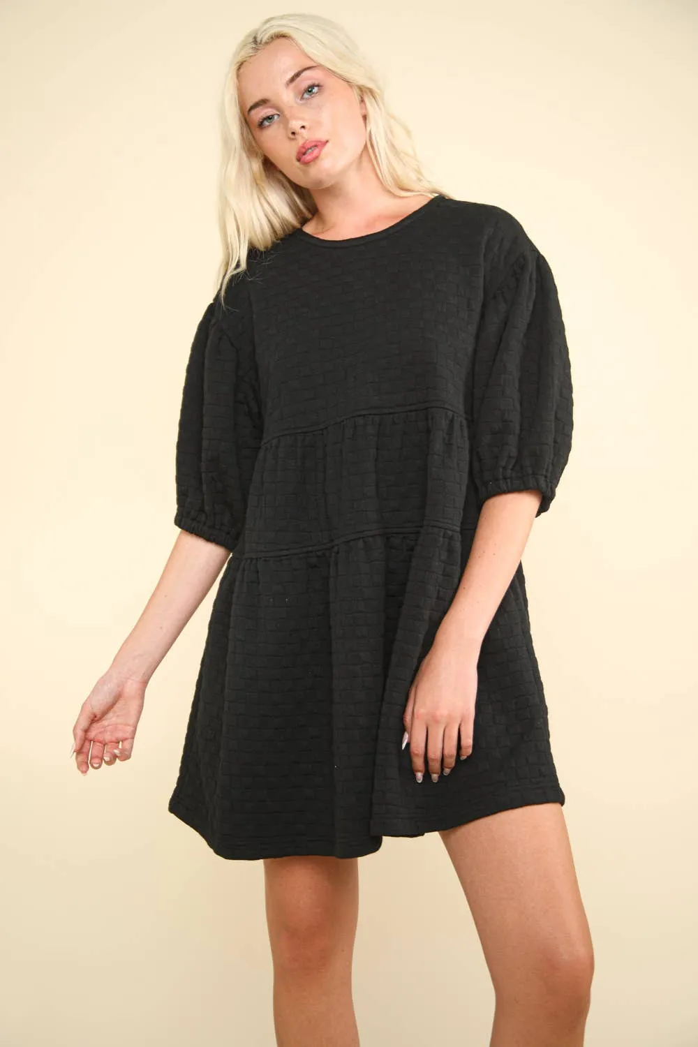Quilted Black Mini Dress