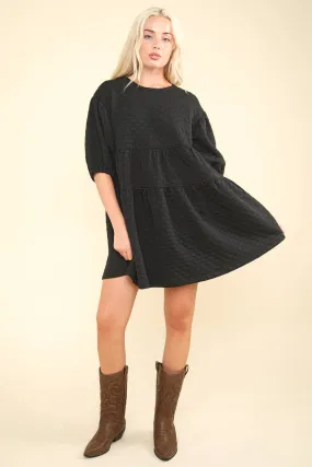 Quilted Black Mini Dress