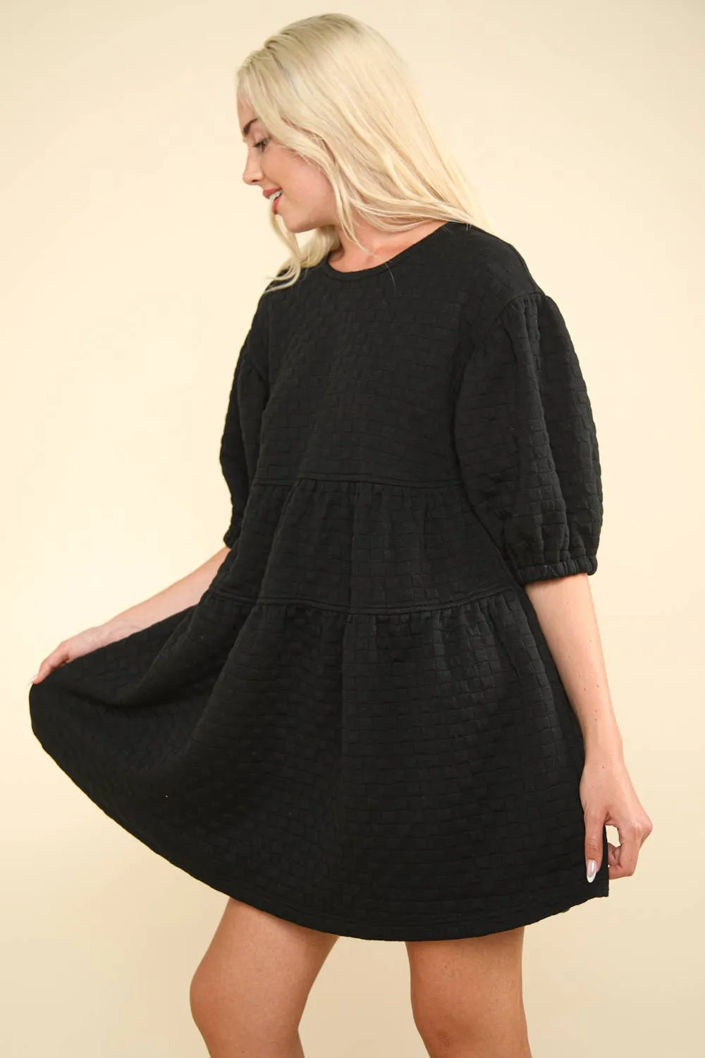 Quilted Black Mini Dress
