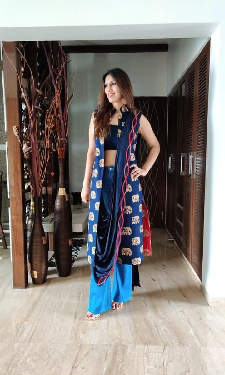 Red and Navy Blue Elephant Four Piece Set